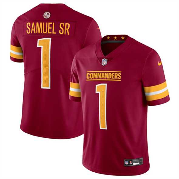 Men & Women & Youth Washington Commanders #1 Deebo Samuel Sr Burgundy 2025 Vapor Limited Stitched Jersey